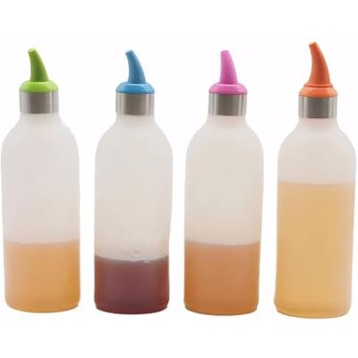 Lancoon Garrafas de plástico embalagem de 4 garrafas transparentes dispensadores recarregáveis para Ketchup mostarda vinagre molhos óleo sem BPA KT30 Lancoon Garrafas de plástico embalagem de 4 garrafas transparentes dispensadores recarregáveis para Ketchup mostarda vinagre molhos óleo sem BPA KT30