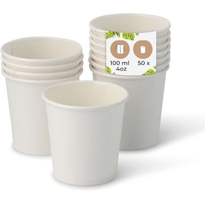 BIOZOYG 50 x copos descartáveis 100 ml/4 oz, Ø 62 mm branco copos café sem plástico e com materiais sustentáveis, copos café descartáveis BIOZOYG 50 x copos descartáveis 100 ml/4 oz, Ø 62 mm branco copos café sem plástico e com materiais sustentáveis, copos café descartáveis