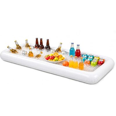 Novelty Place Bandeja insuflável para servir gelo, barra de buffet com tampa de drenagem, refrigerador insuflável para saladas, alimentos e bebidas, para festas, piquenique e acampamento (embalagem de Novelty Place Bandeja insuflável para servir gelo, barra de buffet com tampa de drenagem, refrigerador insuflável para saladas, alimentos e bebidas, para festas, piquenique e acampamento (embalagem de