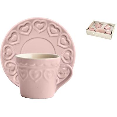 H&H Set 4 Tazze Caff Fairylove cor rosa com Piatto Cc165 H&H Set 4 Tazze Caff Fairylove cor rosa com Piatto Cc165