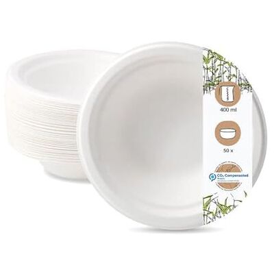 BIOZOYG Louça descartável pratos de cana de açúcar I louça compostáveis, biodegradáveis I pratos de sopa chávena pratos de massa prato de servir I 50 x prato de sopa 400 ml, redondo 18 cm BIOZOYG Louça descartável pratos de cana de açúcar I louça compostáveis, biodegradáveis I pratos de sopa chávena pratos de massa prato de servir I 50 x prato de sopa 400 ml, redondo 18 cm