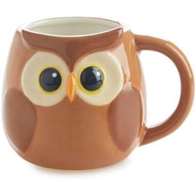 Balvi Mug Bubo cor castanha caneca em forma de cabeça de coruja capacidade 400 ml adequada para máquina de lavar louça e Balvi Mug Bubo cor castanha caneca em forma de cabeça de coruja capacidade 400 ml adequada para máquina de lavar louça e
