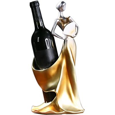 Artpaul Suporte para garrafa de vinho, estátua de mulher, suporte para garrafa de vinho, decoração de cortiça de vinho, decoração de vinho para cozinha, bar (dourado) Artpaul Suporte para garrafa de vinho, estátua de mulher, suporte para garrafa de vinho, decoração de cortiça de vinho, decoração de vinho para cozinha, bar (dourado)