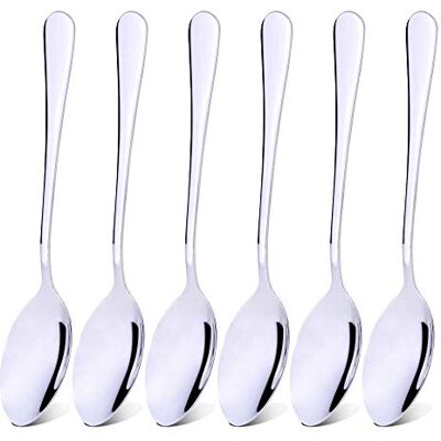 Qinglele Conjunto de 6 colheres de aço inoxidável, colher de sopa, colher de jantar, 8,1 polegadas. Qinglele Conjunto de 6 colheres de aço inoxidável, colher de sopa, colher de jantar, 8,1 polegadas.