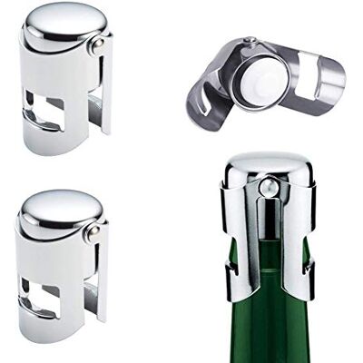 HUYIWEI YFOX 3 tampas para garrafas de champanhe e vinho espumoso, de aço inoxidável, 3,5 x 3,5 x 5,5 cm HUYIWEI YFOX 3 tampas para garrafas de champanhe e vinho espumoso, de aço inoxidável, 3,5 x 3,5 x 5,5 cm