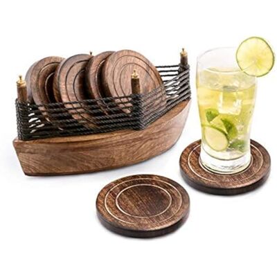 Divit Coasters Conjunto de 6 porta-copos, ecológicos, absorventes e de aparência antiga, feitos à mão. Divit porta-copos (Boat Coaster) Divit Coasters Conjunto de 6 porta-copos, ecológicos, absorventes e de aparência antiga, feitos à mão. Divit porta-copos (Boat Coaster)