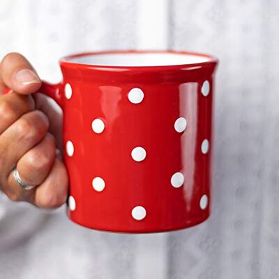 City to Cottage ® Cerâmica em vermelho e branco, design de bolinhas, feita e pintada à mão, extra grande 500 ml City to Cottage ® Cerâmica em vermelho e branco, design de bolinhas, feita e pintada à mão, extra grande 500 ml