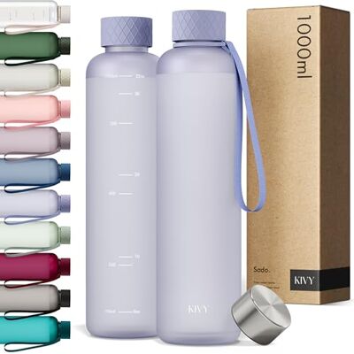 KIVY Garrafa de água Tritan 1 L estanque e adequada para máquina de lavar louça, para desporto, ginásio, escola e escritório, garrafa de água para ginásio, garrafas de água 1 l, sem BPA, azul KIVY Garrafa de água Tritan 1 L estanque e adequada para máquina de lavar louça, para desporto, ginásio, escola e escritório, garrafa de água para ginásio, garrafas de água 1 l, sem BPA, azul