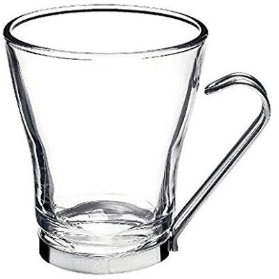 Bormioli Rocco Conjunto de 6 chávenas de vidro para café ou cappuccino, com alças de aço inoxidável, capacidade de 22 cl Bormioli Rocco Conjunto de 6 chávenas de vidro para café ou cappuccino, com alças de aço inoxidável, capacidade de 22 cl