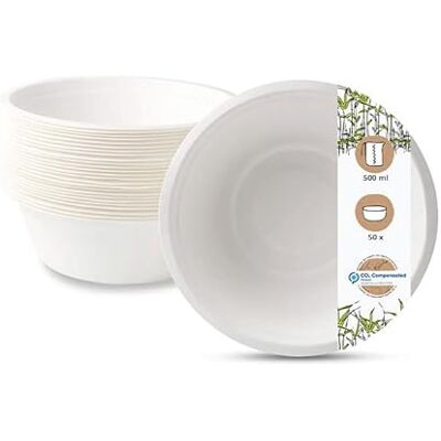 BIOZOYG Vajilla desechable de platos de caña de azúcar vajilla compostable, biodegradable Platos de sopa, taza, platos de pasta, plato de servir 50 x plato de sopa 500 ml, redondo 15cm BIOZOYG Vajilla desechable de platos de caña de azúcar vajilla compostable, biodegradable Platos de sopa, taza, platos de pasta, plato de servir 50 x plato de sopa 500 ml, redondo 15cm