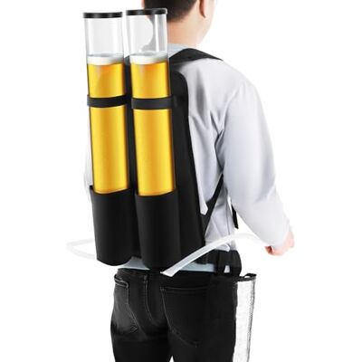 chennnls Mochila de cerveja dupla de 6 l, dispensador de bebidas, mochila com 2 depósitos de 3 l, dispensador de cerveja transparente com escala, para cerveja, vinho, exterior, campismo chennnls Mochila de cerveja dupla de 6 l, dispensador de bebidas, mochila com 2 depósitos de 3 l, dispensador de cerveja transparente com escala, para cerveja, vinho, exterior, campismo