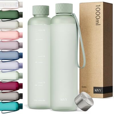 KIVY Garrafa de água Tritan 1 L estanque e adequada para máquina de lavar louça, para desporto, ginásio, escola e escritório, garrafa de água para ginásio, garrafas de água 1 l, sem BPA, verde KIVY Garrafa de água Tritan 1 L estanque e adequada para máquina de lavar louça, para desporto, ginásio, escola e escritório, garrafa de água para ginásio, garrafas de água 1 l, sem BPA, verde