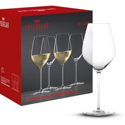 Spiegelau Copas de vinho universais de 510 ml, 4 unidades, Hi-Lite, , para vinho tinto e branco, adequadas para máquina de lavar louça Spiegelau Copas de vinho universais de 510 ml, 4 unidades, Hi-Lite, , para vinho tinto e branco, adequadas para máquina de lavar louça