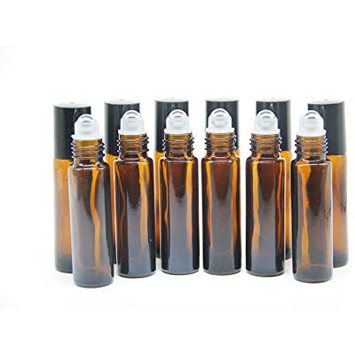 YIZHAO Frascos Roll On de Cristal Marrom para Óleos Essenciais 10ml, com Bola de Rolagem de Aço Inoxidável, para Óleos Essenciais, Massagens, Aromaterapia, Frasco de Laboratório – 12 Peças YIZHAO Frascos Roll On de Cristal Marrom para Óleos Essenciais 10ml, com Bola de Rolagem de Aço Inoxidável, para Óleos Essenciais, Massagens, Aromaterapia, Frasco de Laboratório – 12 Peças