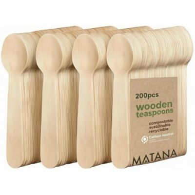MATANA 200 Colheres de madeira, 14 cm, colheres, colheres de café descartáveis, compostáveis e biodegradáveis, mini colheres para gelado, café, sobremesas e degustações MATANA 200 Colheres de madeira, 14 cm, colheres, colheres de café descartáveis, compostáveis e biodegradáveis, mini colheres para gelado, café, sobremesas e degustações