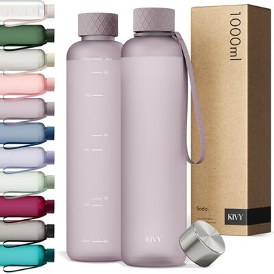 KIVY Garrafa de água Tritan 1 L estanque e adequada para máquina de lavar louça, para desporto, ginásio, escola e escritório, garrafa de água para ginásio, garrafas de água 1 l sem BPA roxo KIVY Garrafa de água Tritan 1 L estanque e adequada para máquina de lavar louça, para desporto, ginásio, escola e escritório, garrafa de água para ginásio, garrafas de água 1 l sem BPA roxo