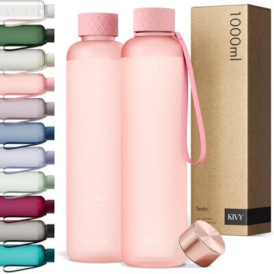 KIVY Garrafa de água Tritan 1 L estanque e adequada para máquina de lavar louça, para desporto, ginásio, escola e escritório, garrafa de água para ginásio, garrafas de água 1 l sem BPA, rosa KIVY Garrafa de água Tritan 1 L estanque e adequada para máquina de lavar louça, para desporto, ginásio, escola e escritório, garrafa de água para ginásio, garrafas de água 1 l sem BPA, rosa