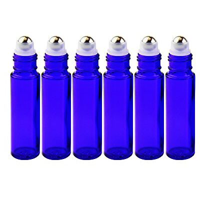 YIZHAO Garrafas Roll On de Cristal Azuis para Óleos Essenciais 10ml, com Bola Roll-on de Aço Inoxidável, para Óleos Essenciais, Massagens, Aromaterapia, Garrafa de Laboratório – 6 Pcs YIZHAO Garrafas Roll On de Cristal Azuis para Óleos Essenciais 10ml, com Bola Roll-on de Aço Inoxidável, para Óleos Essenciais, Massagens, Aromaterapia, Garrafa de Laboratório – 6 Pcs