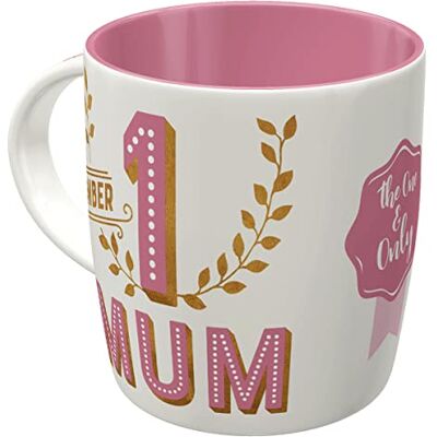 ART Caneca de café retro, Word Up – Number 1 Mum, ideia de presente para mãe, design vintage, cerâmica, 330 ml taza de cerámica, diseño vintage, Idea de regalo para mamá ART Caneca de café retro, Word Up – Number 1 Mum, ideia de presente para mãe, design vintage, cerâmica, 330 ml taza de cerámica, diseño vintage, Idea de regalo para mamá