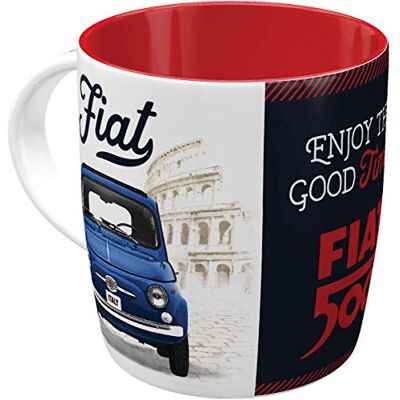 ART Caneca de café retro, Fiat Good things – ideia de presente para fãs de carros, cerâmica, design vintage, 330 ml ART Caneca de café retro, Fiat Good things – ideia de presente para fãs de carros, cerâmica, design vintage, 330 ml