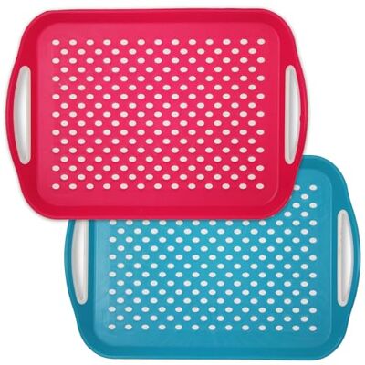 FISHTEC Bandejas de serviço antiderrapantes, lote de 2 superfícies interior e exterior antiderrapantes, bandeja de plástico retangular 40,5 x 29,5 cm, ideal para serviço, fast food e cozinha FISHTEC Bandejas de serviço antiderrapantes, lote de 2 superfícies interior e exterior antiderrapantes, bandeja de plástico retangular 40,5 x 29,5 cm, ideal para serviço, fast food e cozinha