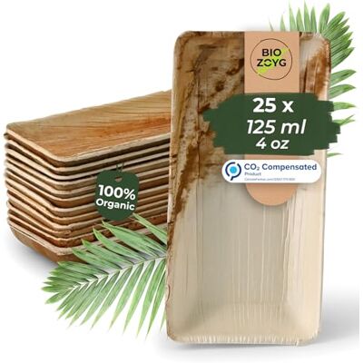BIOZOYG 25 tigelas retangulares para lanches, folhas de palma, 125 ml, 13,5 x 8 cm, tigelas para aperitivos, pratos descartáveis, descartáveis para lanches BIOZOYG 25 tigelas retangulares para lanches, folhas de palma, 125 ml, 13,5 x 8 cm, tigelas para aperitivos, pratos descartáveis, descartáveis para lanches