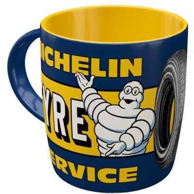 ART Caneca de café, 330 ml, Michelin – Serviço de Pneus – Ideia de presente para amantes de motor, caneca de cerâmica, design vintage ART Caneca de café, 330 ml, Michelin – Serviço de Pneus – Ideia de presente para amantes de motor, caneca de cerâmica, design vintage