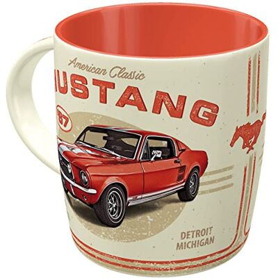 ART Caneca de café retro, 330 ml, Ford Mustang GT 1967 Red ART Caneca de café retro, 330 ml, Ford Mustang GT 1967 Red