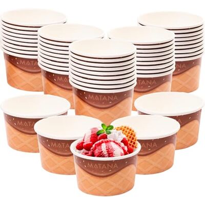 Matana - 50 - Design de cone premium - 8oz - Copos de sorvete Matana - 50 - Design de cone premium - 8oz - Copos de sorvete