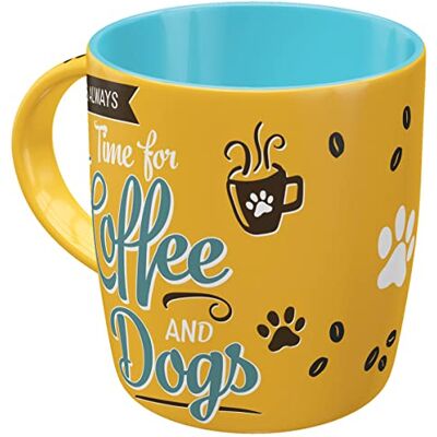 ART Caneca de café retro, PfotenSchild – Coffee and Dogs, ideia de presente para donos de cães, design vintage, cerâmica, 330 ml ART Caneca de café retro, PfotenSchild – Coffee and Dogs, ideia de presente para donos de cães, design vintage, cerâmica, 330 ml
