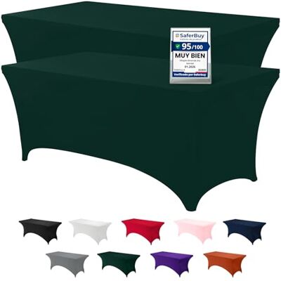 Utopia Kitchen 2 Pacote de toalhas de mesa retangulares de poliéster (6 pés 183 cm) elásticas de elastano, cobre mesas para casamentos, bares, artesanato, exposições (verde caçador) Utopia Kitchen 2 Pacote de toalhas de mesa retangulares de poliéster (6 pés 183 cm) elásticas de elastano, cobre mesas para casamentos, bares, artesanato, exposições (verde caçador)