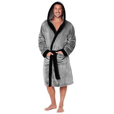 CityComfort Roupão de Homem de Inverno Roupão de Estar por Casa Homem Polar, Preto / cinzento, XL CityComfort Roupão de Homem de Inverno Roupão de Estar por Casa Homem Polar, Preto / cinzento, XL