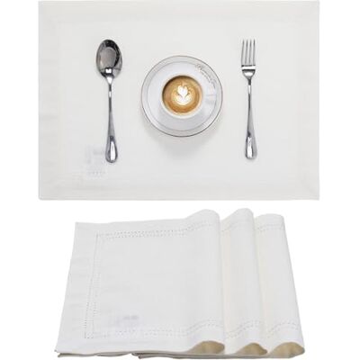 JEMIDI Salvamanteles Individuales 4X Toalha Individual 33 x 48 cm de 100% Algodão Oeko-Tex Toalhas Individuais Laváveis de Tecido Tapetes para Mesa com Dobradiça Branco JEMIDI Salvamanteles Individuales 4X Toalha Individual 33 x 48 cm de 100% Algodão Oeko-Tex Toalhas Individuais Laváveis de Tecido Tapetes para Mesa com Dobradiça Branco