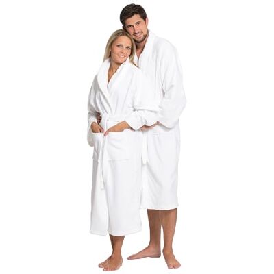 ZOLLNER Roupão de banho: macio e absorvente, unissexo, tamanhos S-XXL, exterior de poliéster e interior de mistura de algodão, lavável, qualidade hoteleira, certificado Oeko Tex®, 142, Branco ZOLLNER Roupão de banho: macio e absorvente, unissexo, tamanhos S-XXL, exterior de poliéster e interior de mistura de algodão, lavável, qualidade hoteleira, certificado Oeko Tex®, 142, Branco