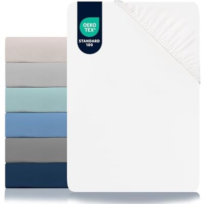 Dreamzie Lençol de baixo de microfibra 100% poliéster, certificação Oeko Tex, sem produtos químicos, pele de pêssego macia com elástico a toda a volta Dreamzie Lençol de baixo de microfibra 100% poliéster, certificação Oeko Tex, sem produtos químicos, pele de pêssego macia com elástico a toda a volta
