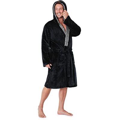 CityComfort Roupa de inverno para homem roupão de estar por casa homem polar (preto, XL) CityComfort Roupa de inverno para homem roupão de estar por casa homem polar (preto, XL)