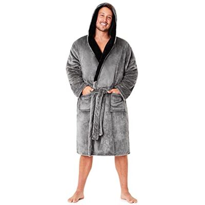 CityComfort Roupão Homem Inverno Roupão de Estar por Casa Homem Polar, cinzento, L CityComfort Roupão Homem Inverno Roupão de Estar por Casa Homem Polar, cinzento, L