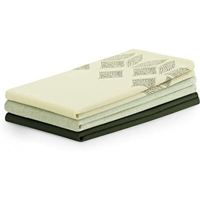 AmeliaHome Conjunto de 3 panos de cozinha de algodão, 50 x 70 cm, design geométrico, cor verde-escuro AmeliaHome Conjunto de 3 panos de cozinha de algodão, 50 x 70 cm, design geométrico, cor verde-escuro