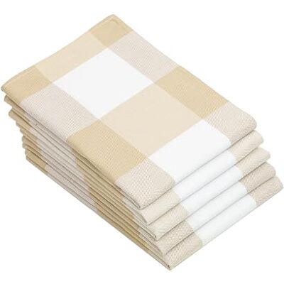 ZOLLNER 5 panos de cozinha de algodão em 50 x 70 cm, panos de cozinha muito absorventes de cor bege aos quadrados lavável até 60 °C qualidade hotelaria, certificado Oeko Tex® ZOLLNER 5 panos de cozinha de algodão em 50 x 70 cm, panos de cozinha muito absorventes de cor bege aos quadrados lavável até 60 °C qualidade hotelaria, certificado Oeko Tex®