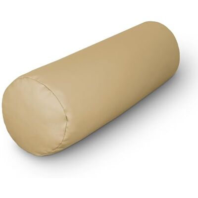 HAPPERS Almofada cilíndrica de 50 x 15 em pele sintética bege. Rolo cervical para aliviar a dor postural ou dormir HAPPERS Almofada cilíndrica de 50 x 15 em pele sintética bege. Rolo cervical para aliviar a dor postural ou dormir