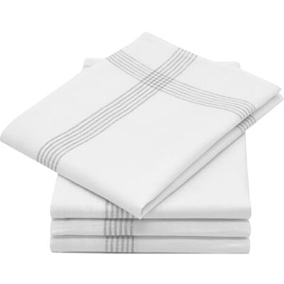 ZOLLNER 4 panos de cozinha de linho, 50 x 70 cm, branco com riscas cinzentas ZOLLNER 4 panos de cozinha de linho, 50 x 70 cm, branco com riscas cinzentas
