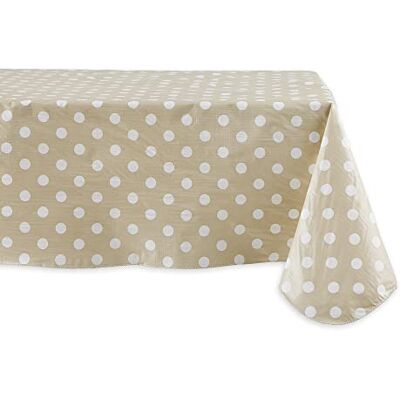 DII Toalha de mesa Peva com encosto de flanela, 100% poliéster, bolinhas, bege e branco, retangular, 60 x 102 DII Toalha de mesa Peva com encosto de flanela, 100% poliéster, bolinhas, bege e branco, retangular, 60 x 102