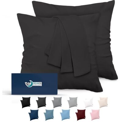 Dreamzie Fronhas (conjunto de 2), para almofadas 80 x 80 cm, cinzento escuro, microfibra (100% poliéster), fronhas de almofada de qualidade com suavidade incomparável Dreamzie Fronhas (conjunto de 2), para almofadas 80 x 80 cm, cinzento escuro, microfibra (100% poliéster), fronhas de almofada de qualidade com suavidade incomparável