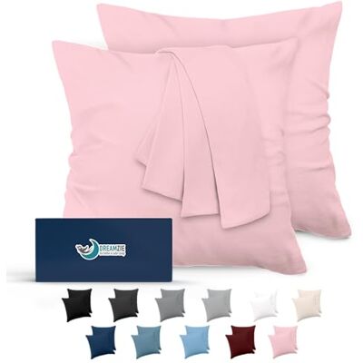 Dreamzie Fronhas (conjunto de 2), para almofadas 60 x 60 cm, rosa, microfibra (100% poliéster), fronhas de almofada de qualidade com suavidade incomparável Dreamzie Fronhas (conjunto de 2), para almofadas 60 x 60 cm, rosa, microfibra (100% poliéster), fronhas de almofada de qualidade com suavidade incomparável