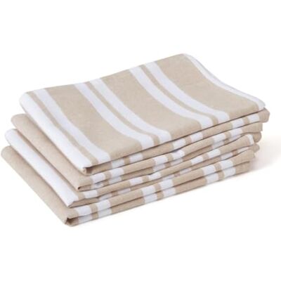 Encasa XO Panos de cozinha 28x18 in 70x45 cm (Conjunto de 4 Peças) Acabamento Antibacteriano, Algodão Orgânico, Altamente Absorvente para a Limpeza de Pratos Faixa Francesa Bege Encasa XO Panos de cozinha 28x18 in 70x45 cm (Conjunto de 4 Peças) Acabamento Antibacteriano, Algodão Orgânico, Altamente Absorvente para a Limpeza de Pratos Faixa Francesa Bege