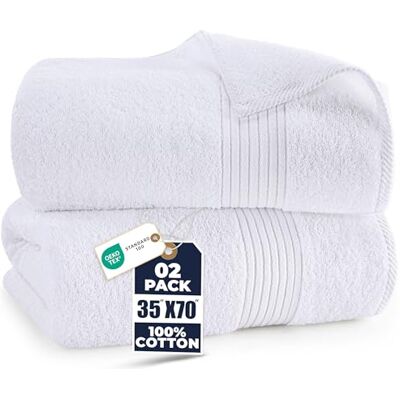 Utopia Towels 2 Toalhas de Banho Luxuosas Jumbo Toalha Extra Grande 100% Algodão, Muito Absorvente e de Secagem Rápida Toalha de Hotel Super Macia (180 x 90 CM, Branco) Utopia Towels 2 Toalhas de Banho Luxuosas Jumbo Toalha Extra Grande 100% Algodão, Muito Absorvente e de Secagem Rápida Toalha de Hotel Super Macia (180 x 90 CM, Branco)