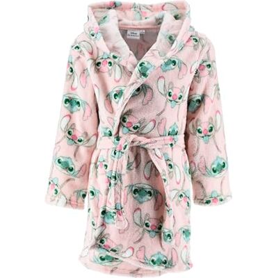 Disney Stitch e Anjo, bata para meninas, bata de estar em casa infantil, design de bata polar macia, tamanhos 3 a 8 anos, ROSA, 6 anos Disney Stitch e Anjo, bata para meninas, bata de estar em casa infantil, design de bata polar macia, tamanhos 3 a 8 anos, ROSA, 6 anos