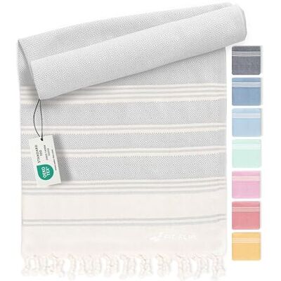 Fit-Flip Toalhas de praia Hammam Pareos grandes de algodão 100% toalha páreo compacta, gigante e secagem rápida, Fouta XL absorvente, ideal para piscina, cinzento claro, 100 x 200 cm diamante Fit-Flip Toalhas de praia Hammam Pareos grandes de algodão 100% toalha páreo compacta, gigante e secagem rápida, Fouta XL absorvente, ideal para piscina, cinzento claro, 100 x 200 cm diamante