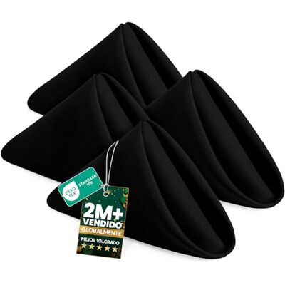 KICHLY Guardanapos de tecido embalagem de 24, guardanapos de tecido reutilizáveis macios e confortáveis, ideais para eventos e uso regular em casa, de poliéster (preto, 43 x 43 cm) KICHLY Guardanapos de tecido embalagem de 24, guardanapos de tecido reutilizáveis macios e confortáveis, ideais para eventos e uso regular em casa, de poliéster (preto, 43 x 43 cm)