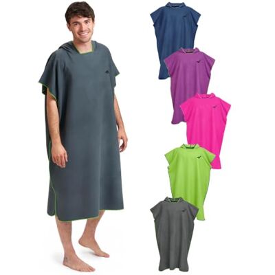 Fit-Flip Poncho de surf roupão de banho natação de microfibra praia toalha para mudar para mulheres e homens leve, compacto e de secagem rápida (cinzento escuro-verde, tamanho: M) Fit-Flip Poncho de surf roupão de banho natação de microfibra praia toalha para mudar para mulheres e homens leve, compacto e de secagem rápida (cinzento escuro-verde, tamanho: M)